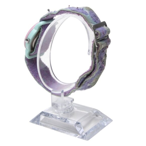 Vintage TIMEX Pastel Watch Floral Elastic Band Plastic Stainless Steel Pink Aqua - Picture 7 of 9